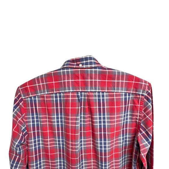 J. Crew Red Plaid 2 Ply Cotton Collared Button Up Shirt - Picture 7 of 8